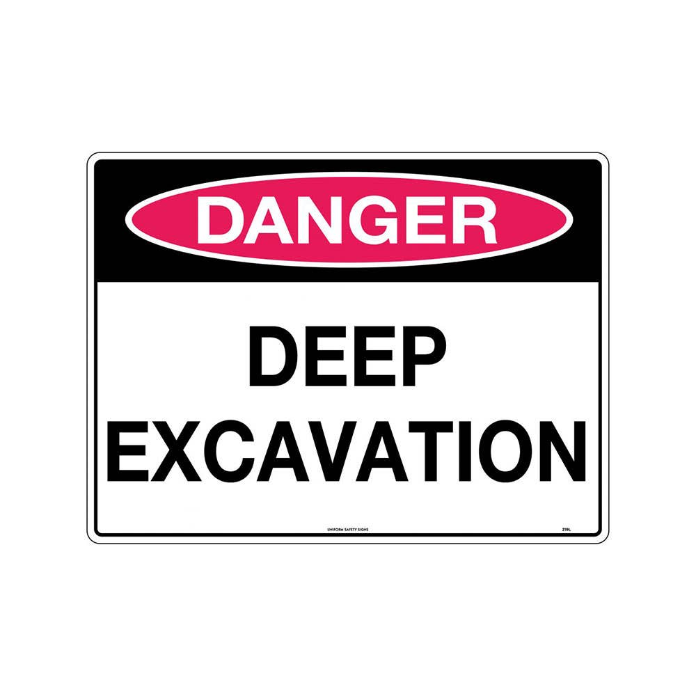 Sign DANGER DEEP EXCAVATION 600 x 450mm Corflute 309363 219LC
