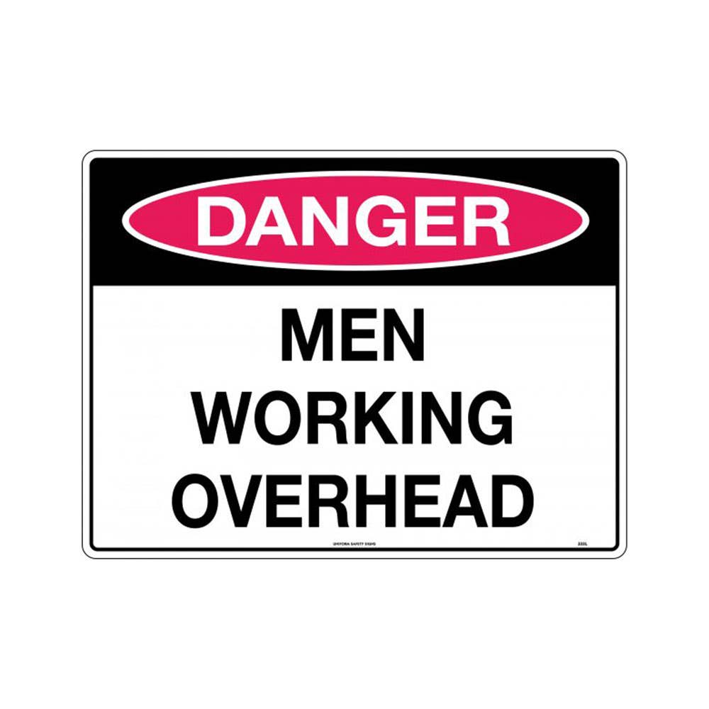 Sign DANGER MEN WORKING OVERHEAD 600 x 450mm Poly 40017158 222LP