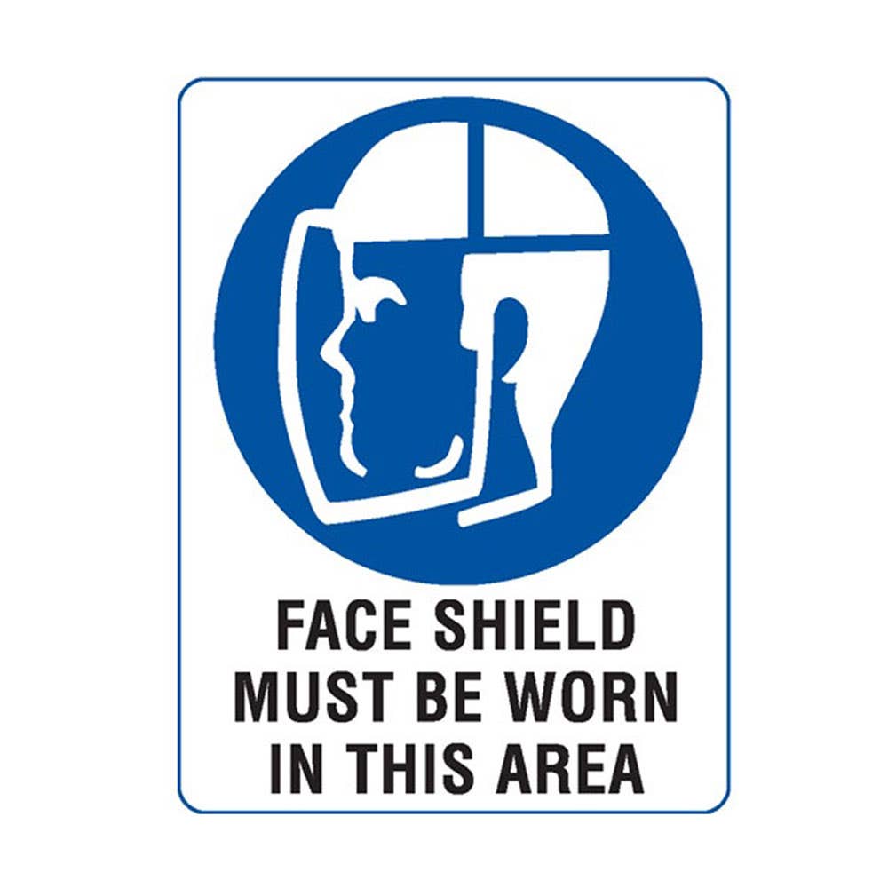 Mandatory Sign FACE SHIELD MUST BE WORN IN THIS AREA 600 x 450mm Metal 535878 BS0047