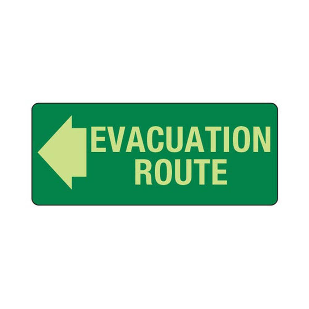 Signs - Evacuation Left Arrow Emergency Metal Lumi 145 X 350mm 541263 BS1142