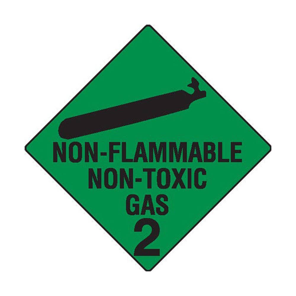 Safety Sign NON-FLAMMABLE NON TOXIC GAS 2 Self Adhesive Vinyl 100mm 6 Pack 509381 BS2009W2