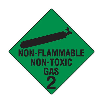 Safety Sign NON-FLAMMABLE NON TOXIC GAS 2 Self Adhesive Vinyl 100mm 6 Pack 509381 BS2009W2