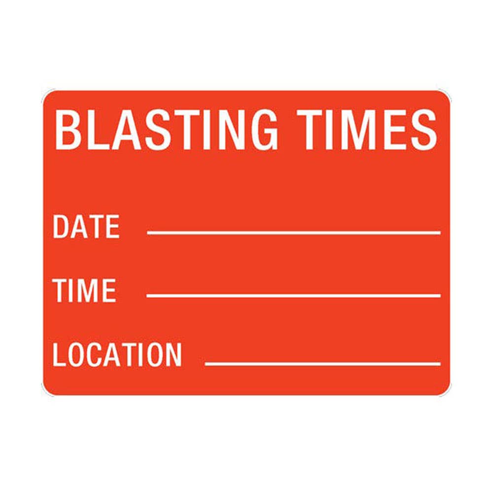 Safety Sign BLASTING TIMES Steel 600 x 450mm 521360 BS2567
