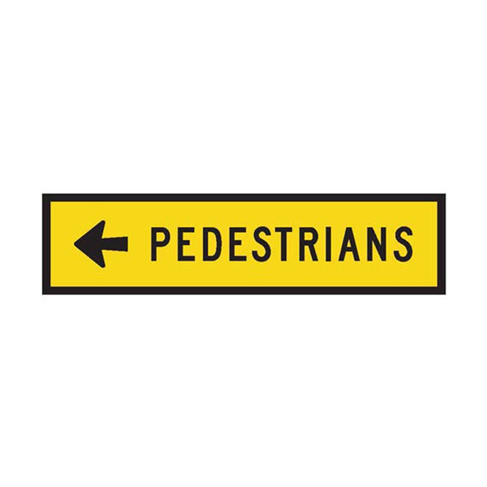 Safety Sign PEDESTRIANS Left Arrow Class 1 Flute 1,200 x 300mm 217163 BS2870