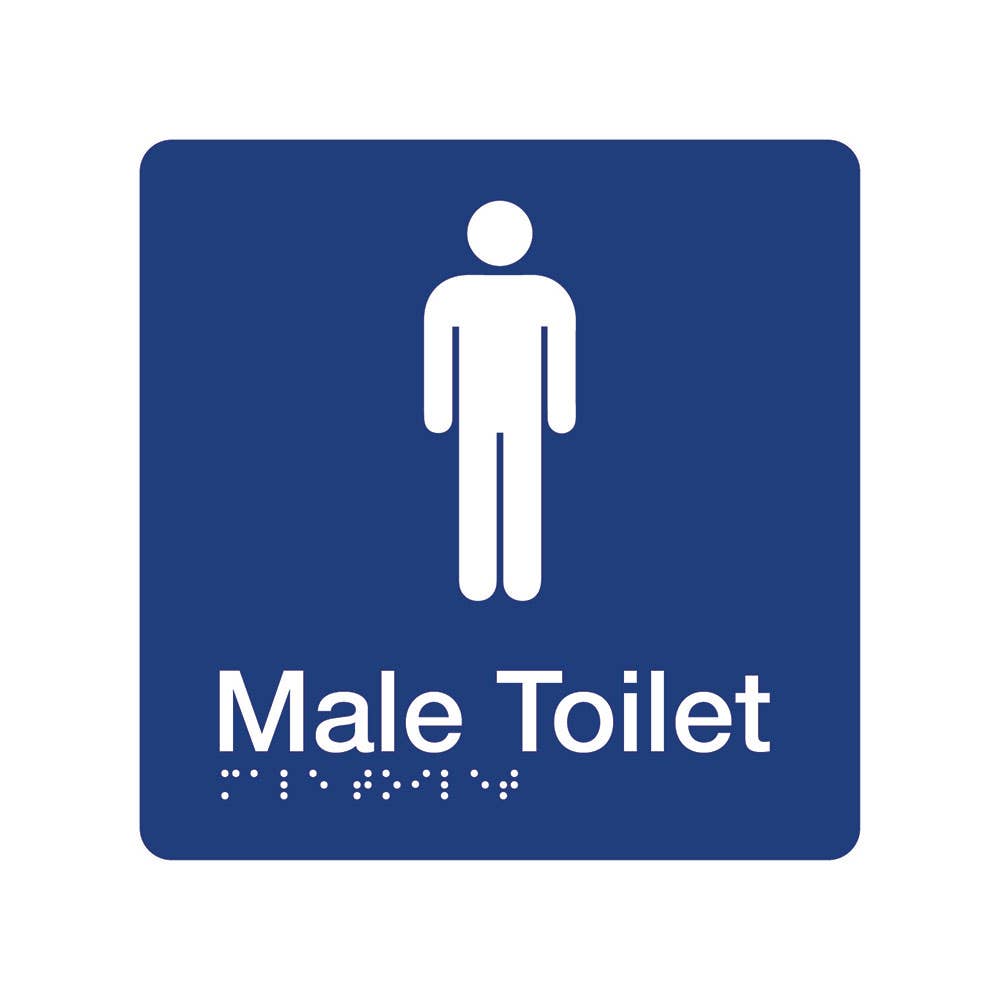 Sign with Braille MALE TOILET 180 x 180mm PVC 40017171 BTS001
