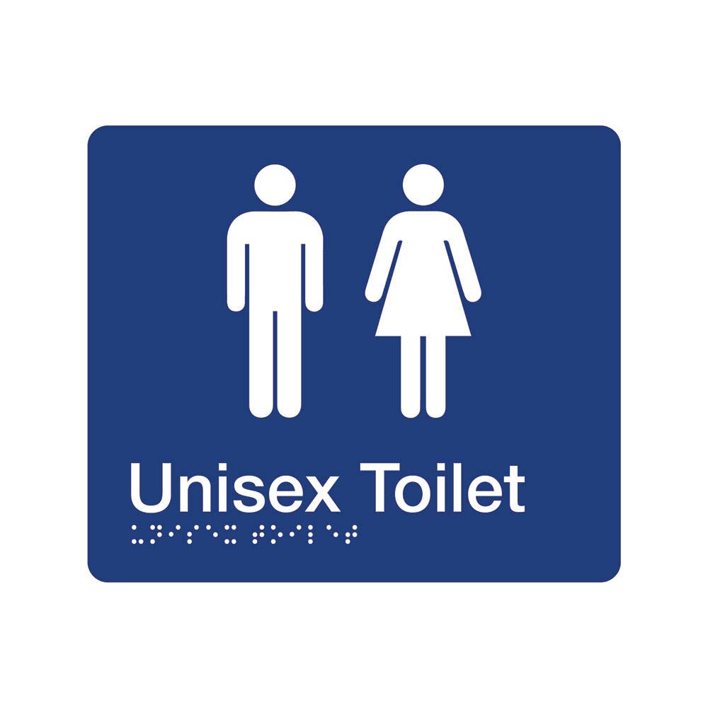 Sign with Braille UNISEX TOILET 180 x 210mm PVC 409395 BTS004