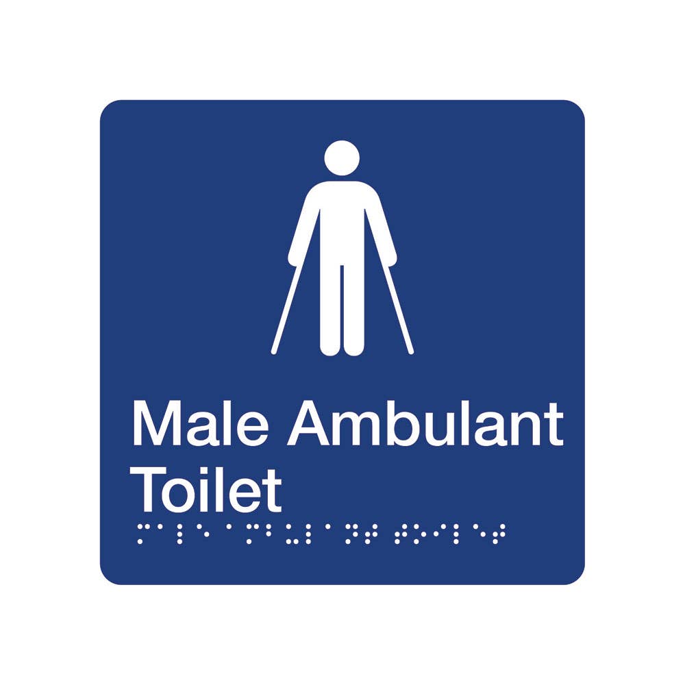 Sign with Braille MALE AMBULANT TOILET 180 x 180mm PVC 409392 BTS012