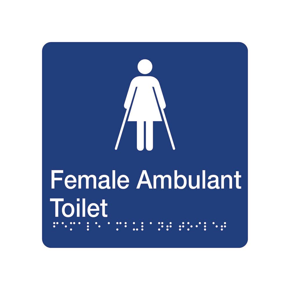 Sign with Braille FEMALE AMBULANT TOILET 180 x 180mm PVC 409391 BTS013
