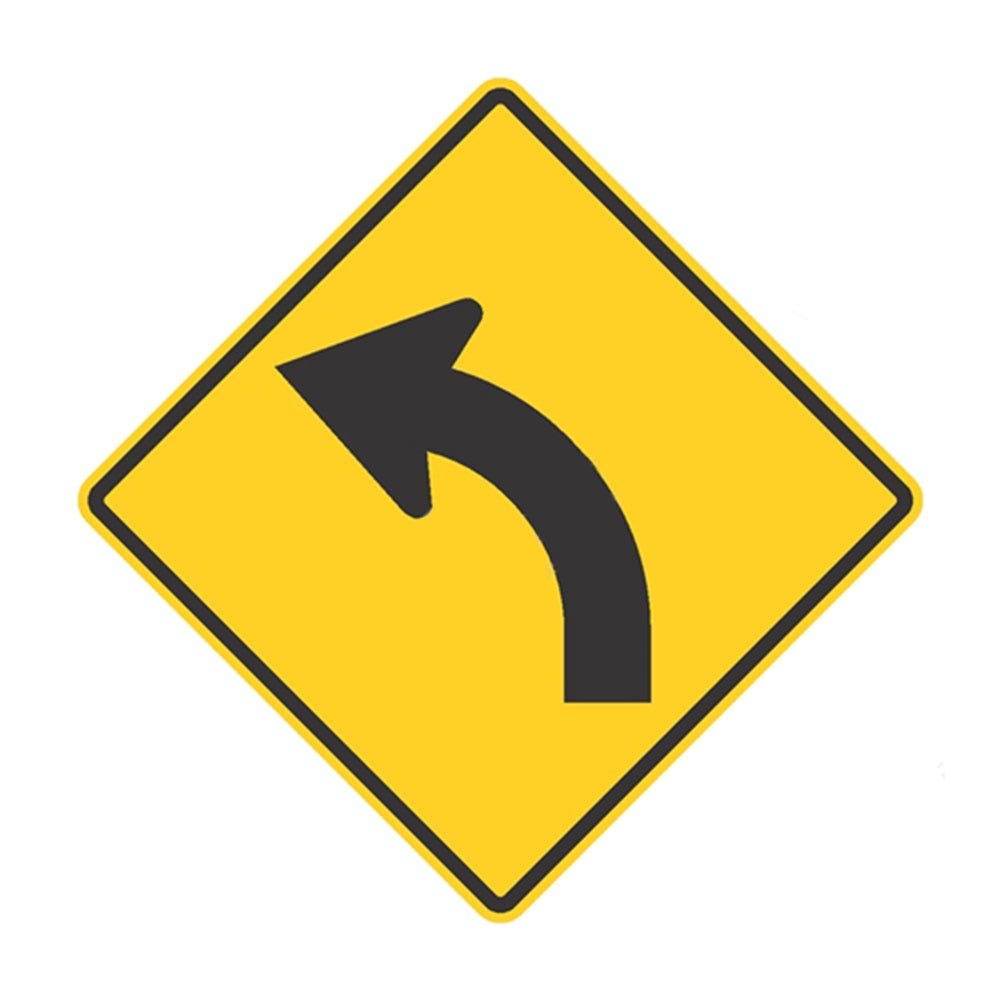 Curve Left Picto Yellow Metal 600x600 405915 W1-3AL