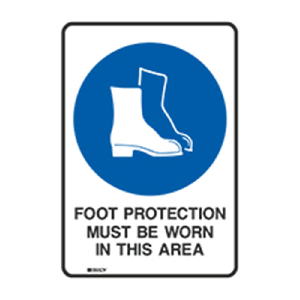 Sign FOOT PROTECTION MUST BE WORN IN THIS AREA 450 X 300mm Metal 141340 832130