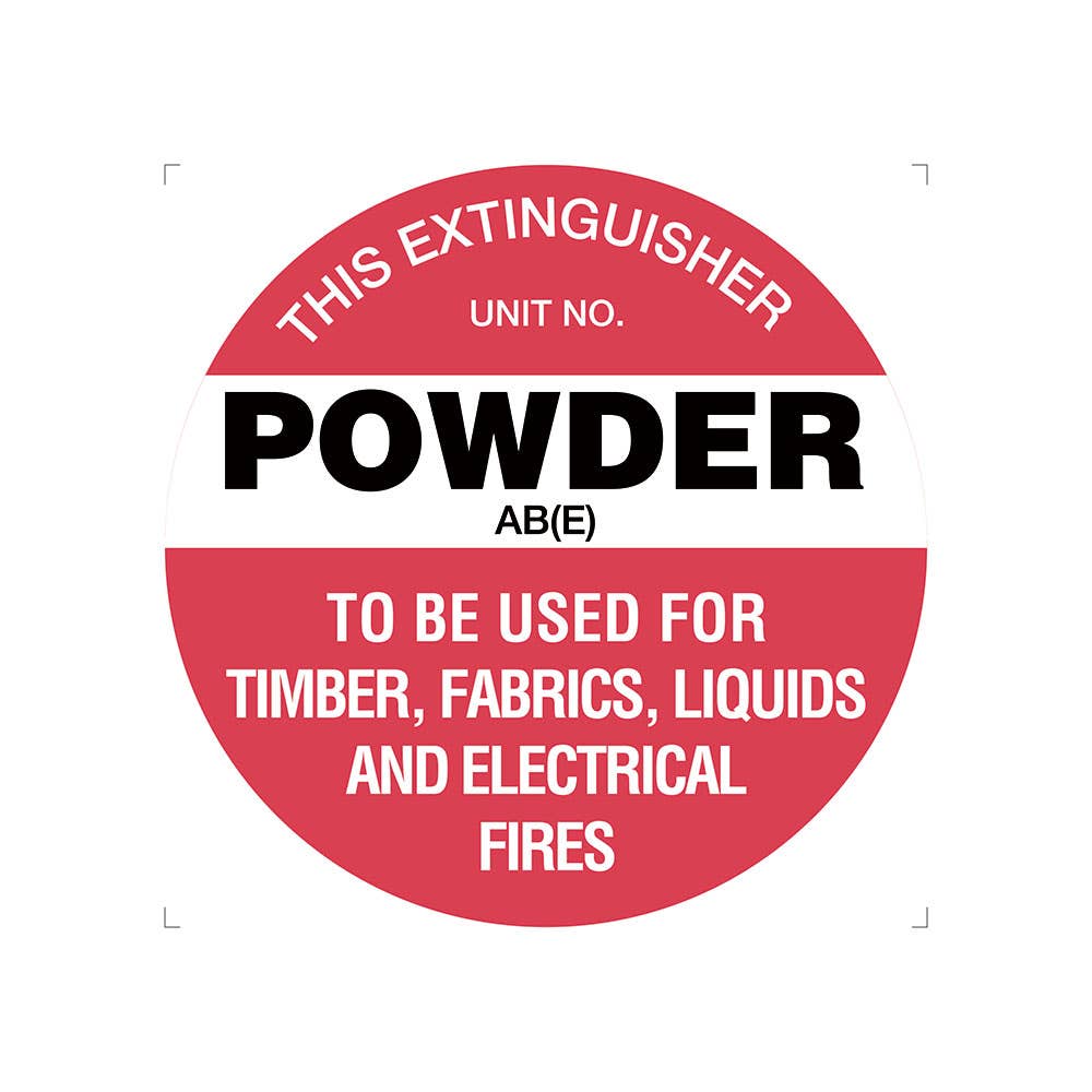 Round Fire Extinguisher Marker Powder AB(E) Sign 200mm Poly 265843 FRL05P