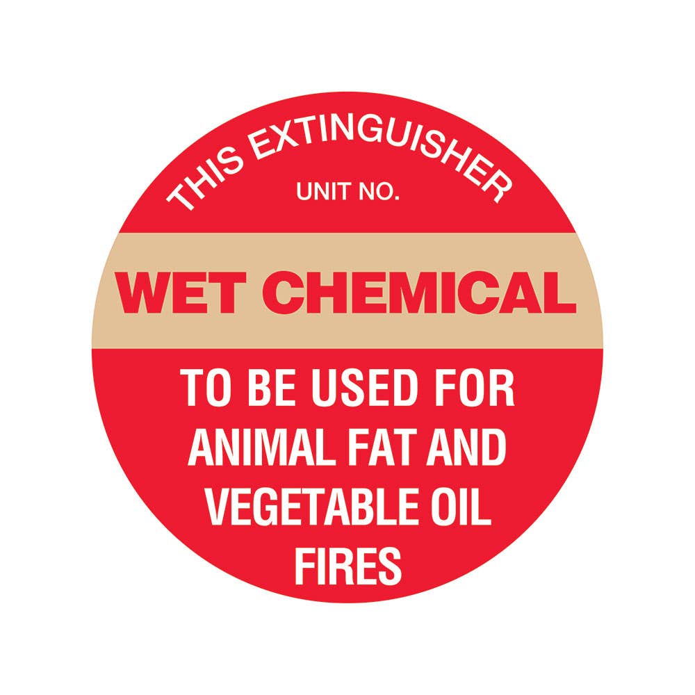 Round FIRE EXTINGUISHER WET CHEMICAL Sign 200mm Poly 314027 FRL07P