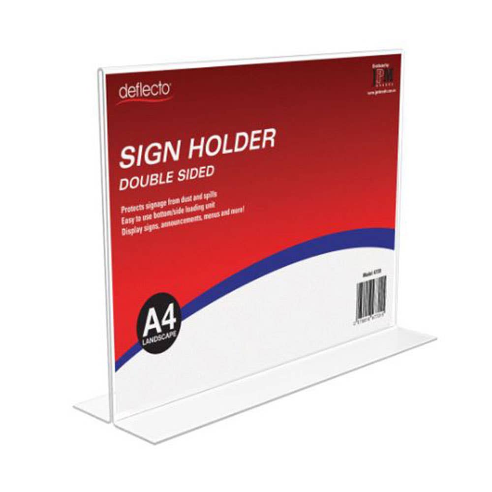 Deflecto Double-sided T-shape A4 Sign Holder Landscape 503575 45556