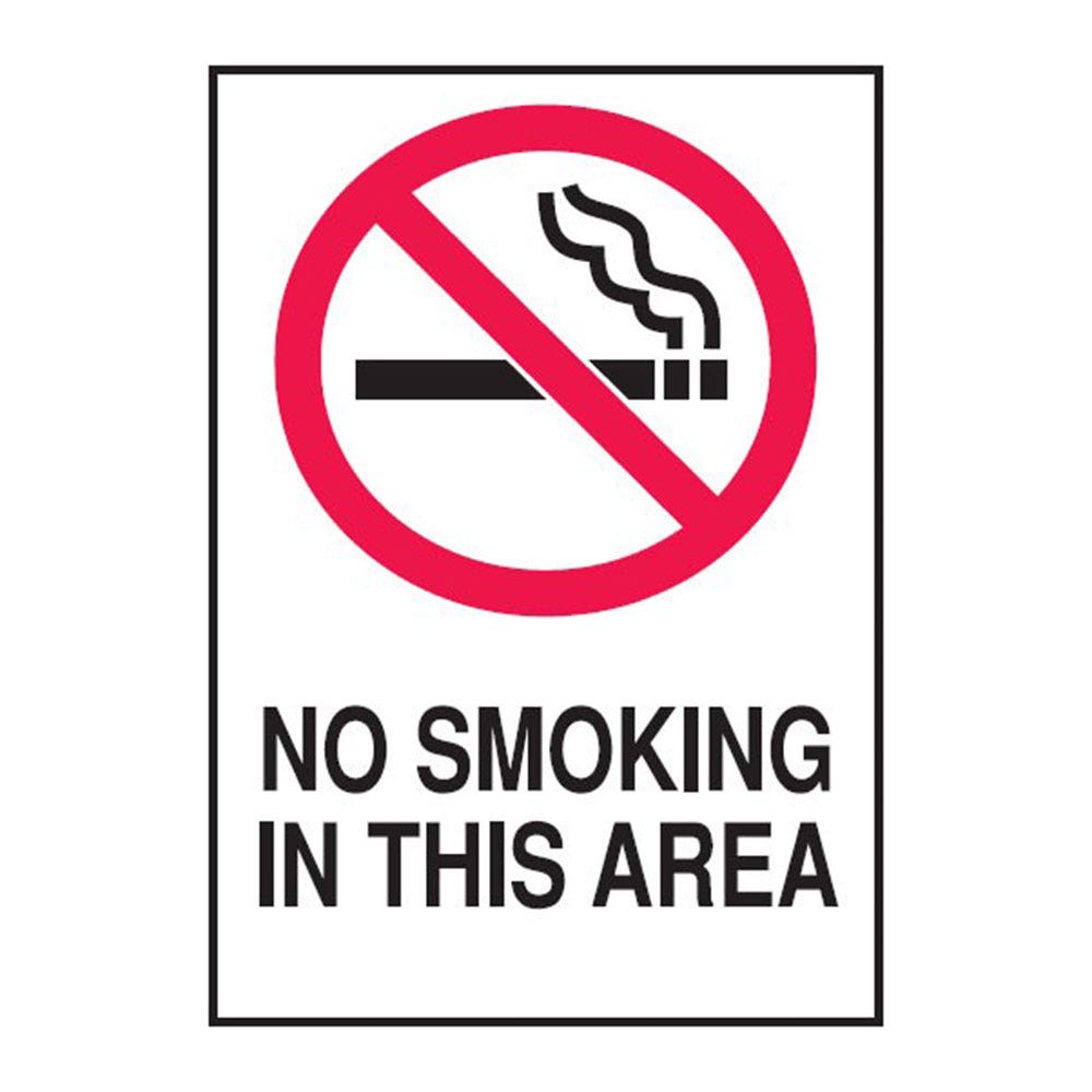 Sign NO SMOKING IN THIS AREA 300 x 450mm Metal 141341 832331