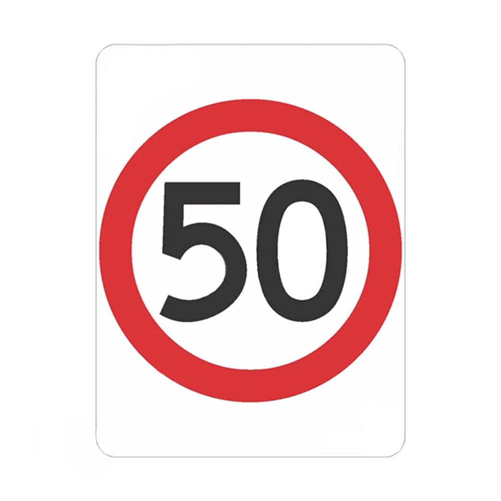 Sign 50 KPH Class 1 Refective 50 In Roundell 450 X 600mm Aluminium 437503 R4-1A(50)