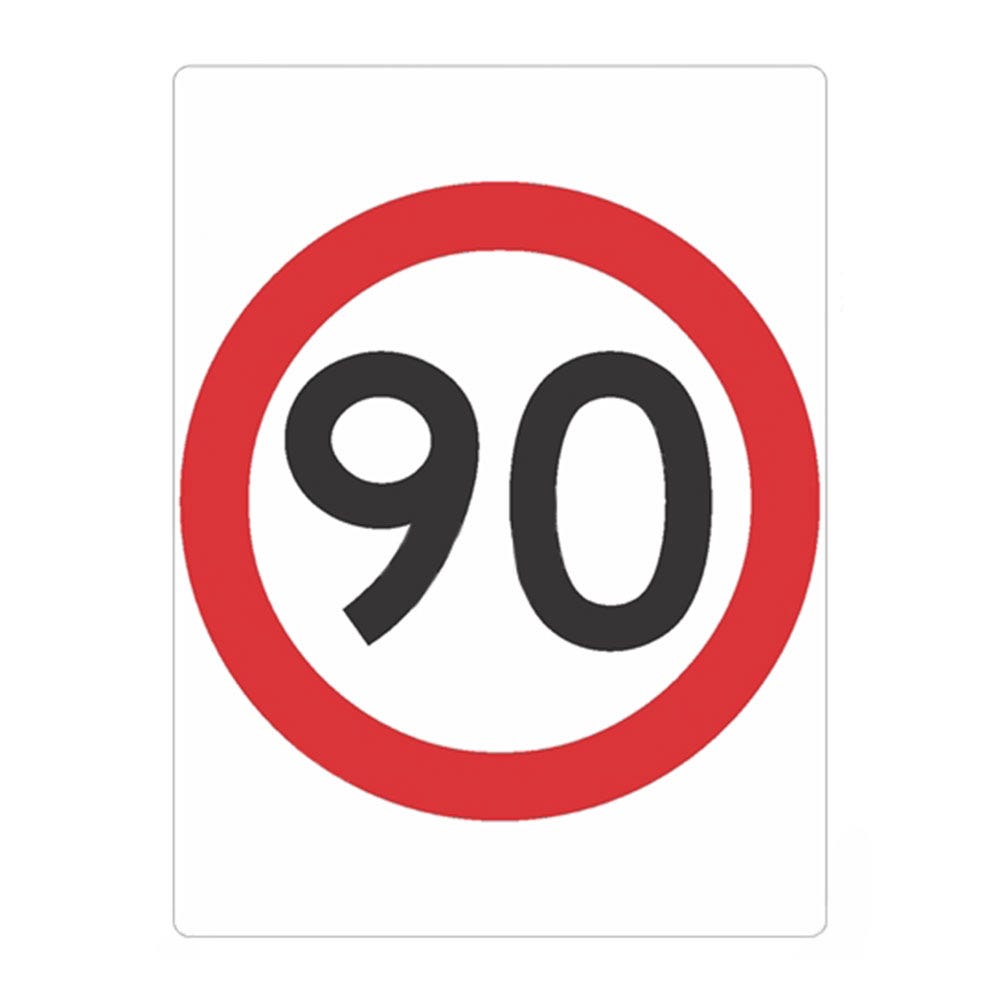 Traffic Sign 90KM SPEED Aluminium Reflective Class 1 600x800mm 36021746 R4-1B(90)