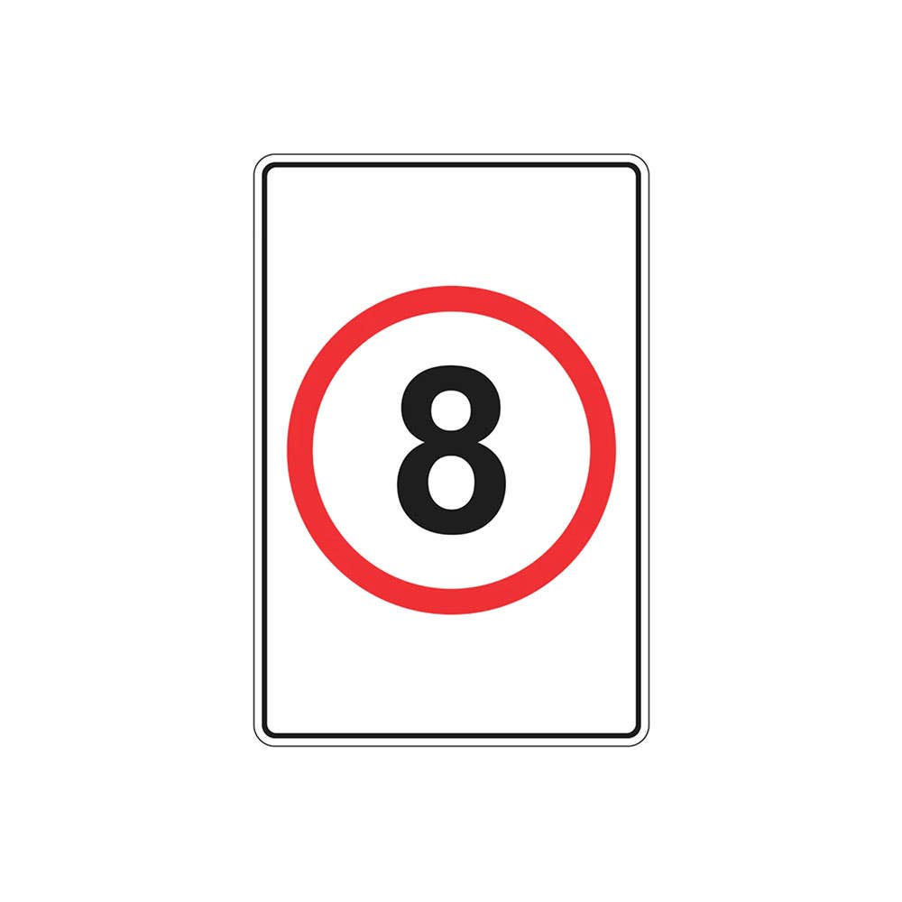 Speed Limit Sign 8km Metal 600 x 450mm 472088 TC4008LM