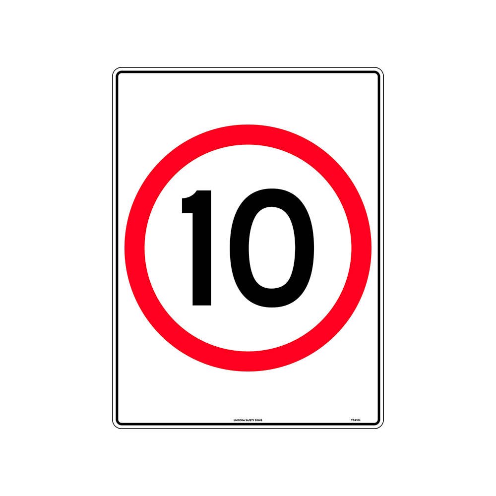 Speed Limit Sign 10 Roundel 450 x 600mm Metal 260090 TC410LM