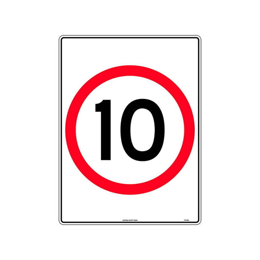 Speed Limit Sign 10 Roundel 450 x 600mm Metal 260090 TC410LM
