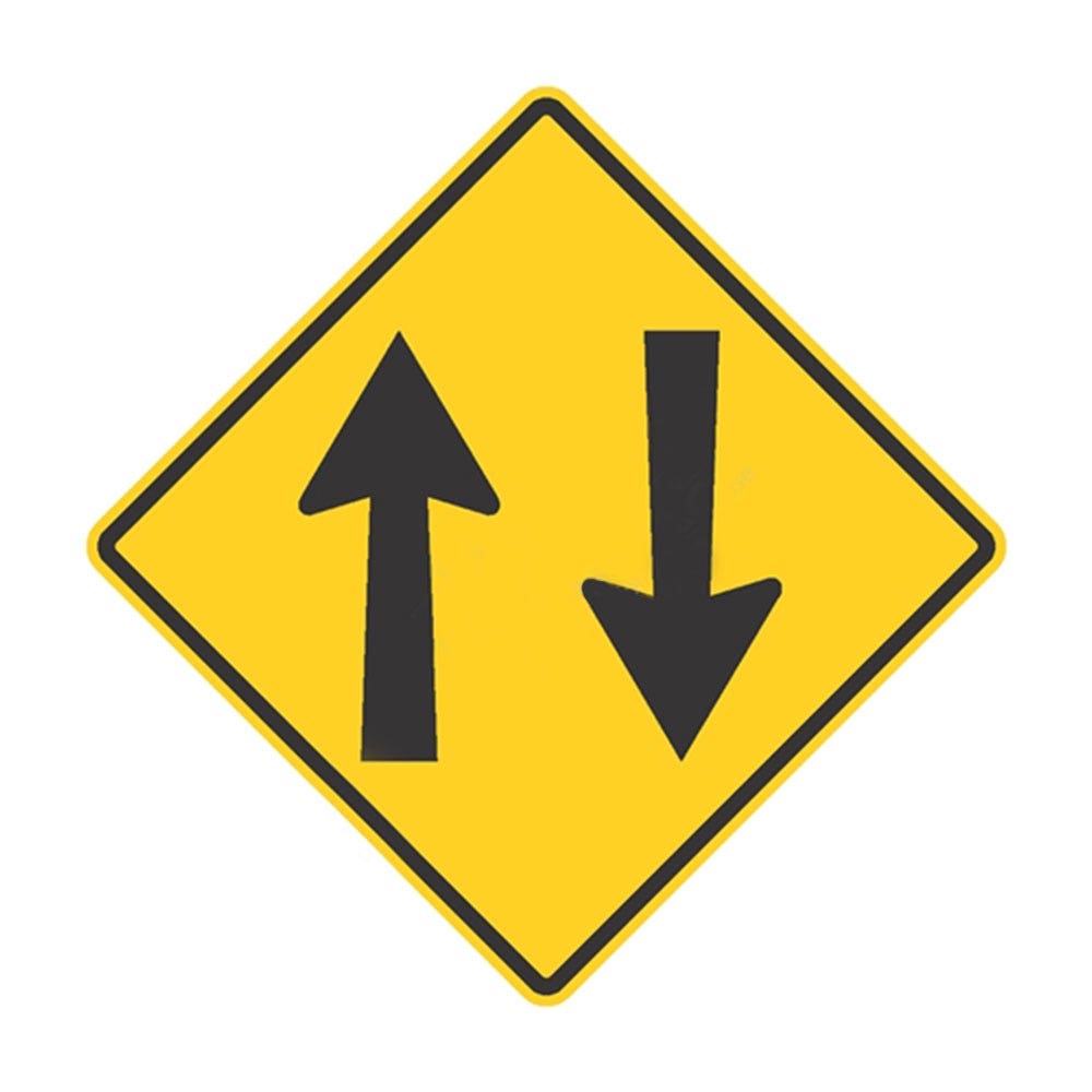 Traffic Sign TWO WAY TRAFFIC Aluminium Reflective Class 1 750x750mm 36021753 W4-11B