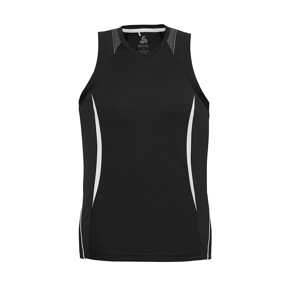 Biz Collection Mens Razor Singlet XL SG407M 507110 SG407M-BLK-WHT-XL