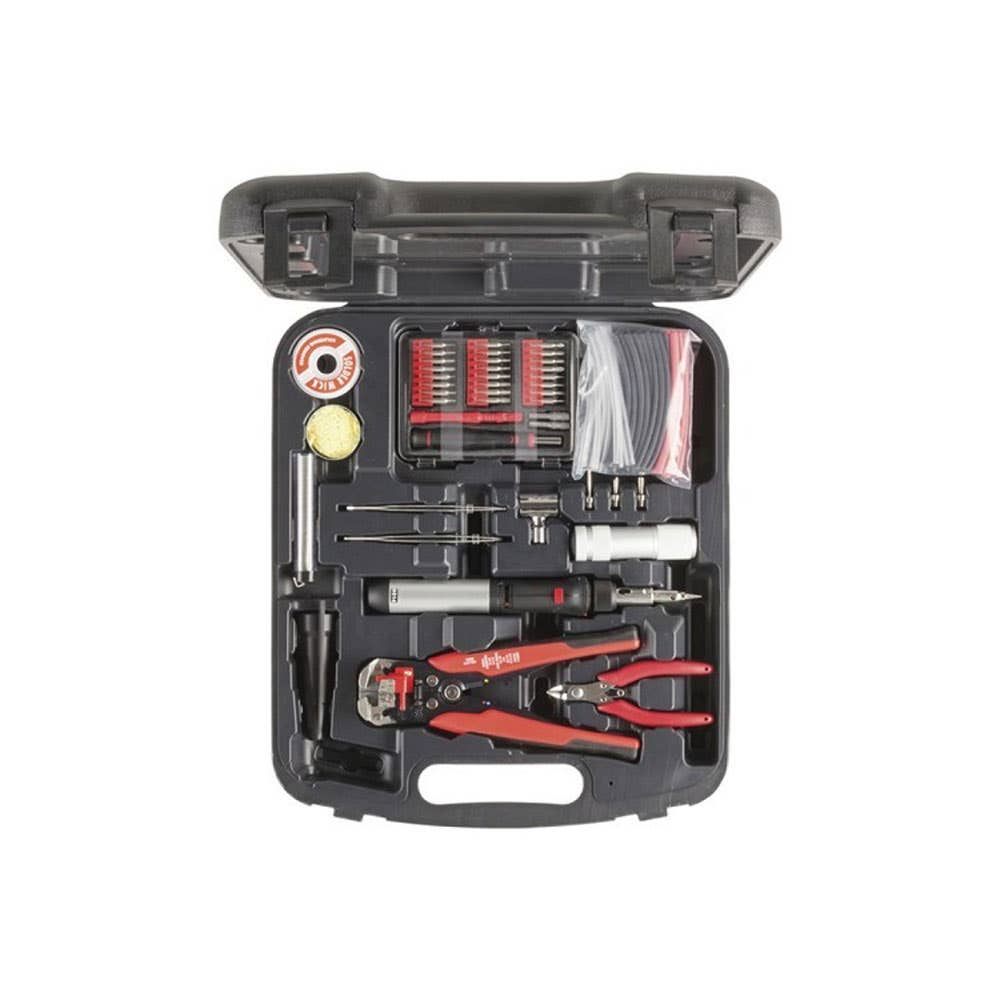 Pro Gas 150W Soldering Kit With Screwdriver Set Crimper & Heatshrink 437577 TS1115