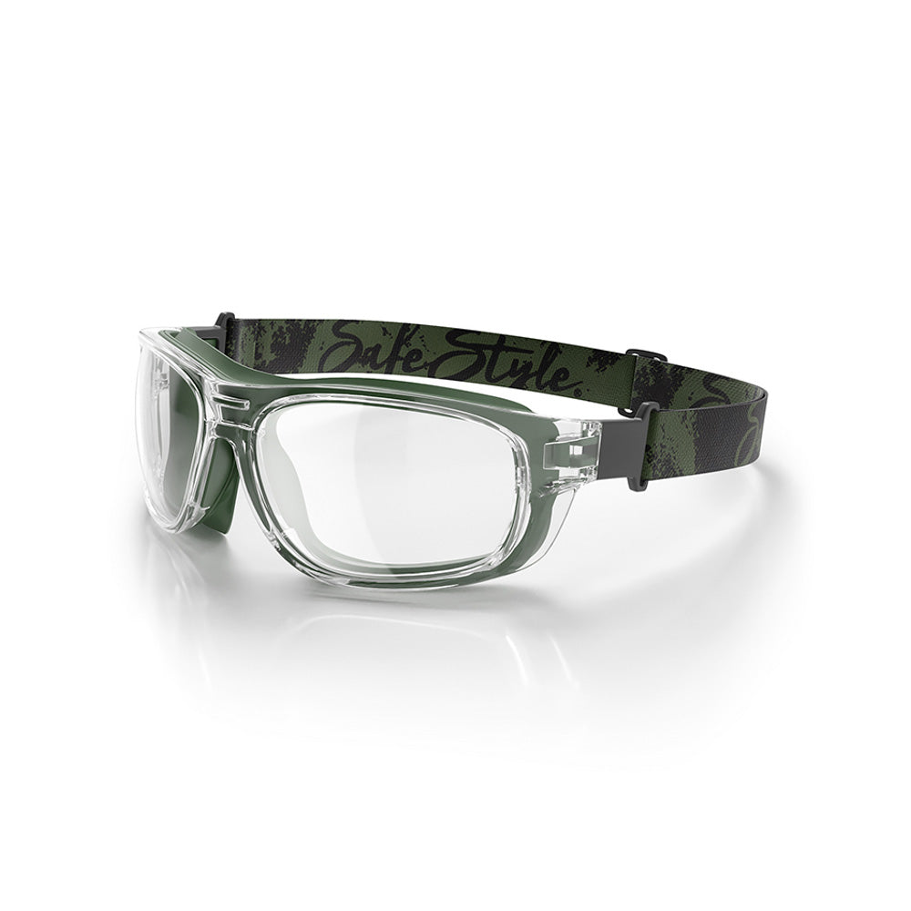 Glasses Safety Green Frame Clear Lens    SPSW1-0002_40075089_SPSW1-0002