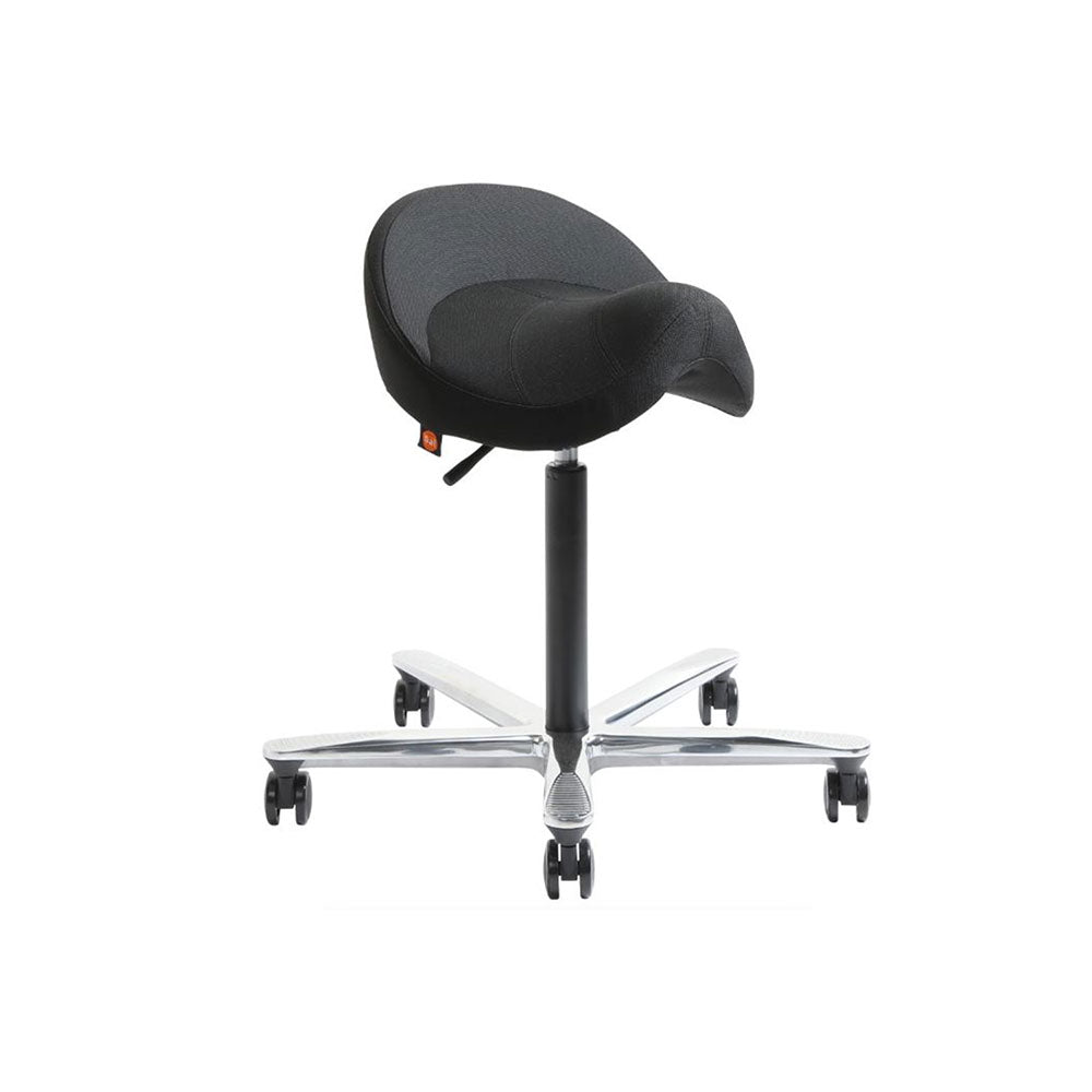 Stool Norj Saddle Seat 1 Lever 4 D Mech Black Fabric Polished Base Gas Lift_1056306_NOR-45P-40