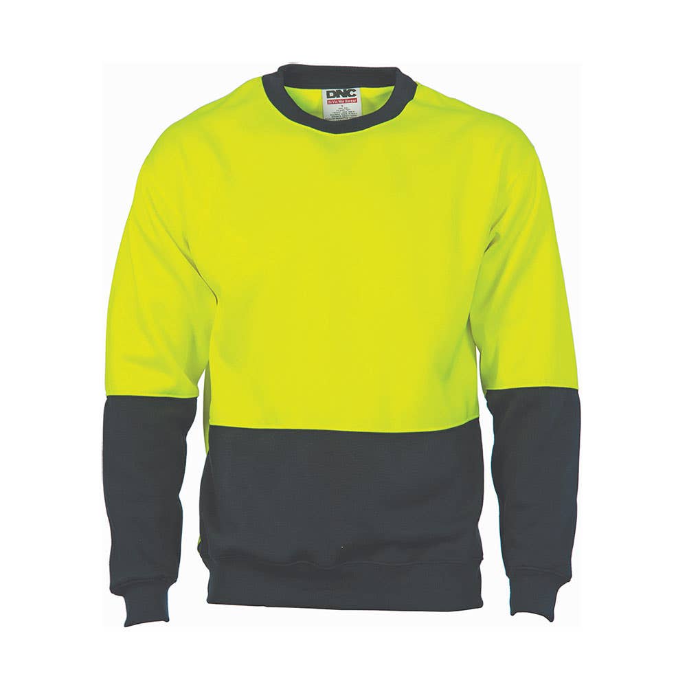 Jumper 2XL Yellow/Navy 300gsm Poly Cotton Hi Vis Sloppy Joe Crew Neck 529960 3821-Y/N-2XL