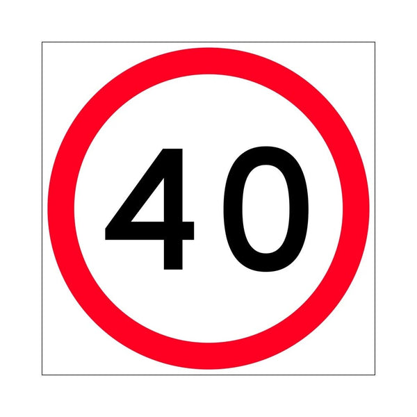 Sign Speed Limit 40 In Roundel 600 X 600mm Class 1 Reflective Corflute ...