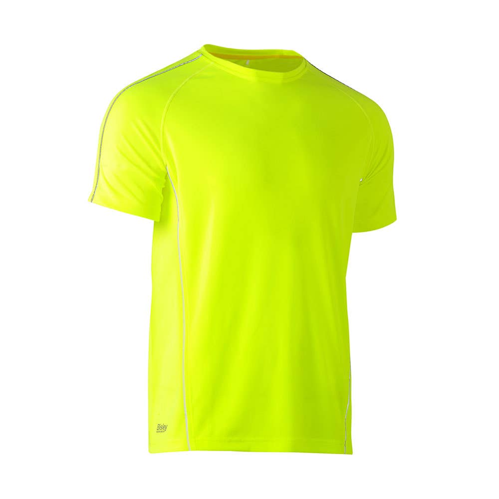T-Shirt S/S Poly Mesh Crew Neck 130gsm Yellow 2XL Bisley 40014078 BK1426 BF512XL