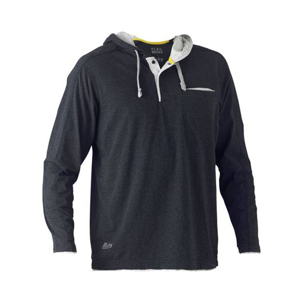 Tee L/S Hoodie Poly Cotton 160gsm Flex + Move Charcoal Marle 2XL Bisley 40010053 BK6220 BCCG2XL