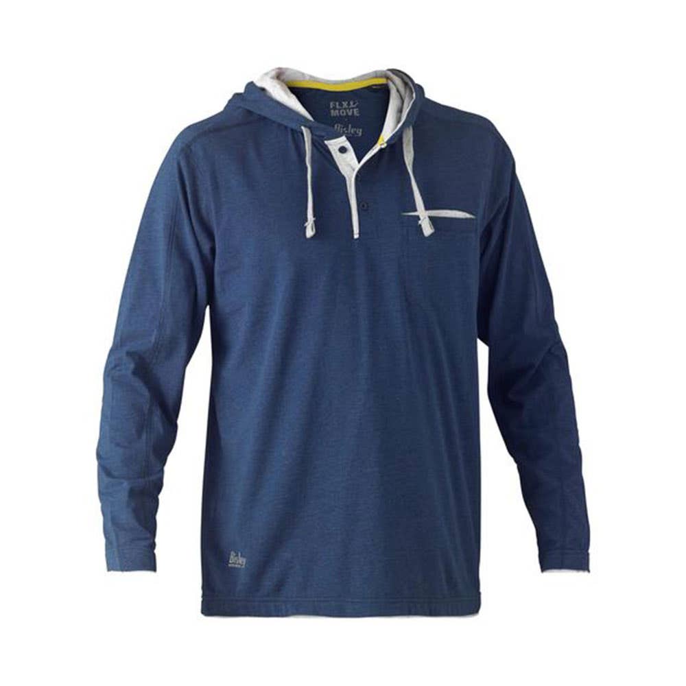 Tee L/S Hoodie Poly Cotton 160gsm Flex + Move Blue Marle 3XL Bisley 40010074 BK6220 BPCT3XL
