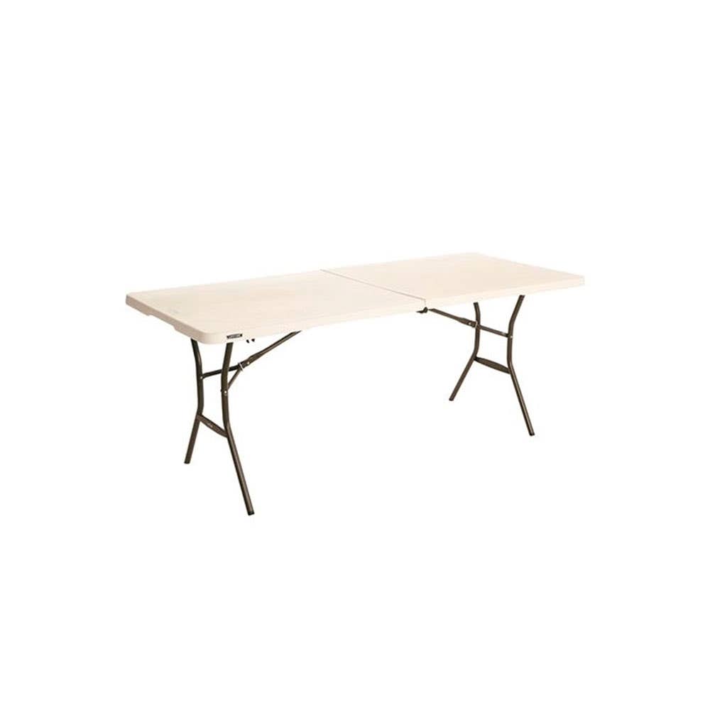 Folding Trestle Table 1835mm X 762mm X 736mm White Poly Top Grey Steel Pow_1050602_0238950