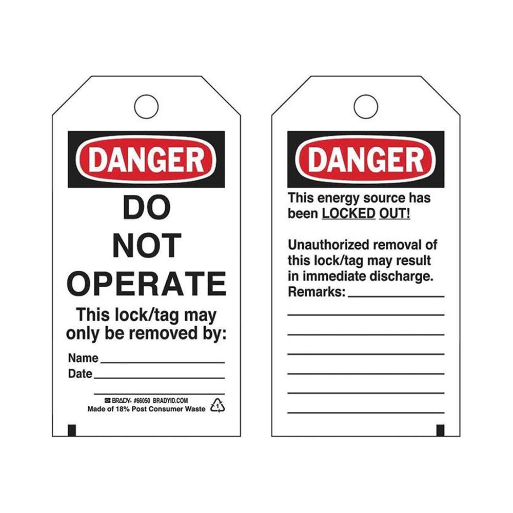 Tag DANGER DO NOT OPERATE White/Red/Black 140 X 76mm Poly Pk 25 180462 66050