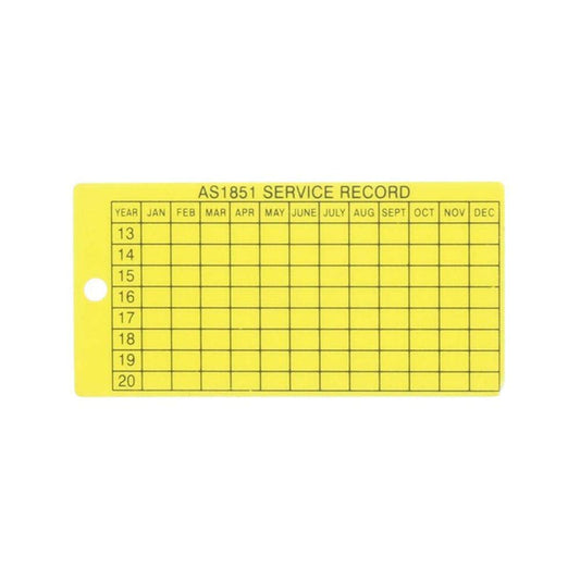 Fire Extinguisher Maintenance Record Tag Yellow 80 x 40mm 178912 MRTAG