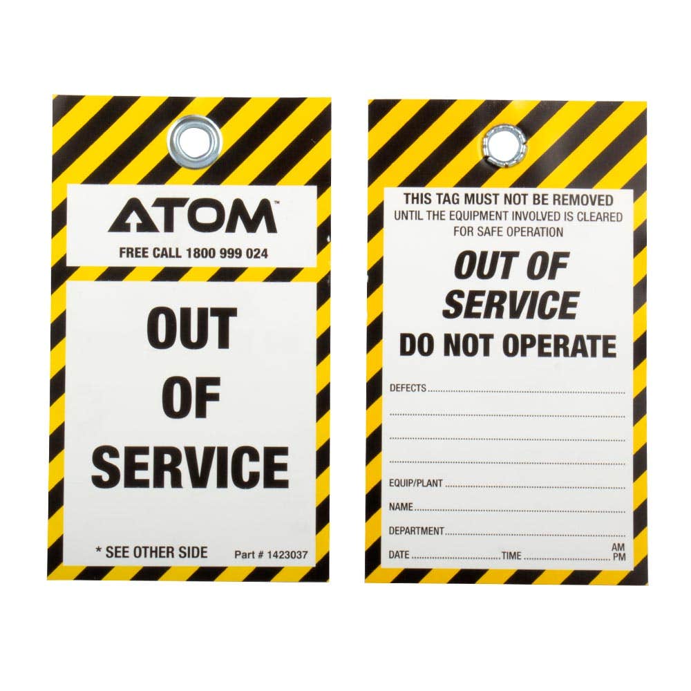OUT OF SERVICE DO NOT OPERATE Safety Tag  Yellow/Black 75 x 130mm 1423037 1423037