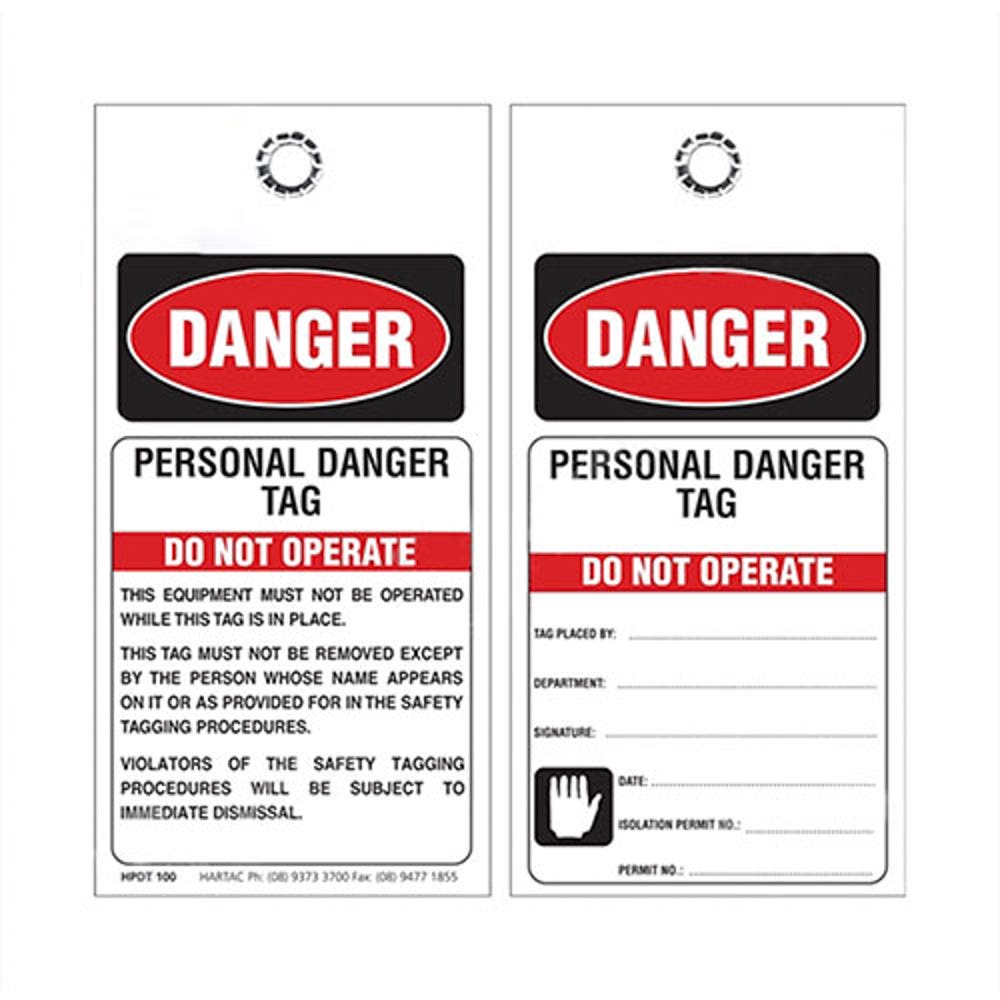 Tag PERSONAL DANGER Red/Black/White Paper 75 x 160mm 90030455 DTDNO