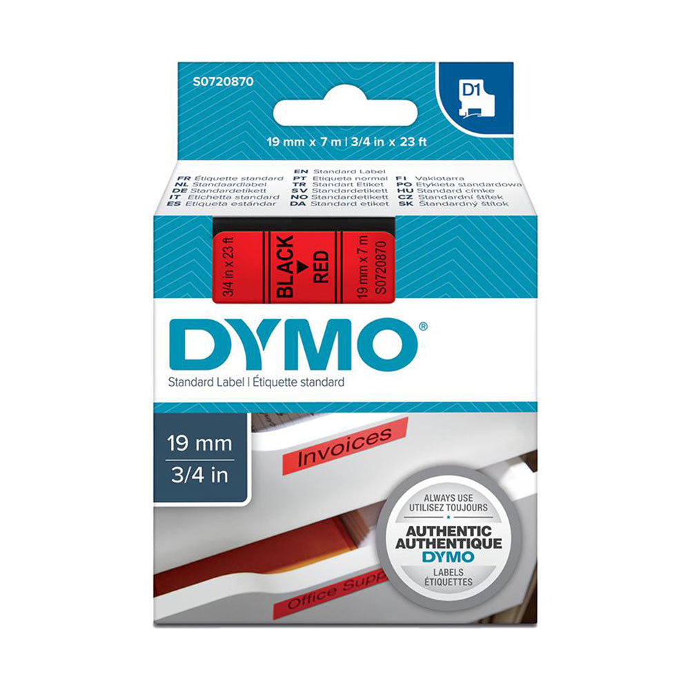 Dymo Labelling Tape D1 19mm X 7m  Black On Red S0720870_22716200_51986