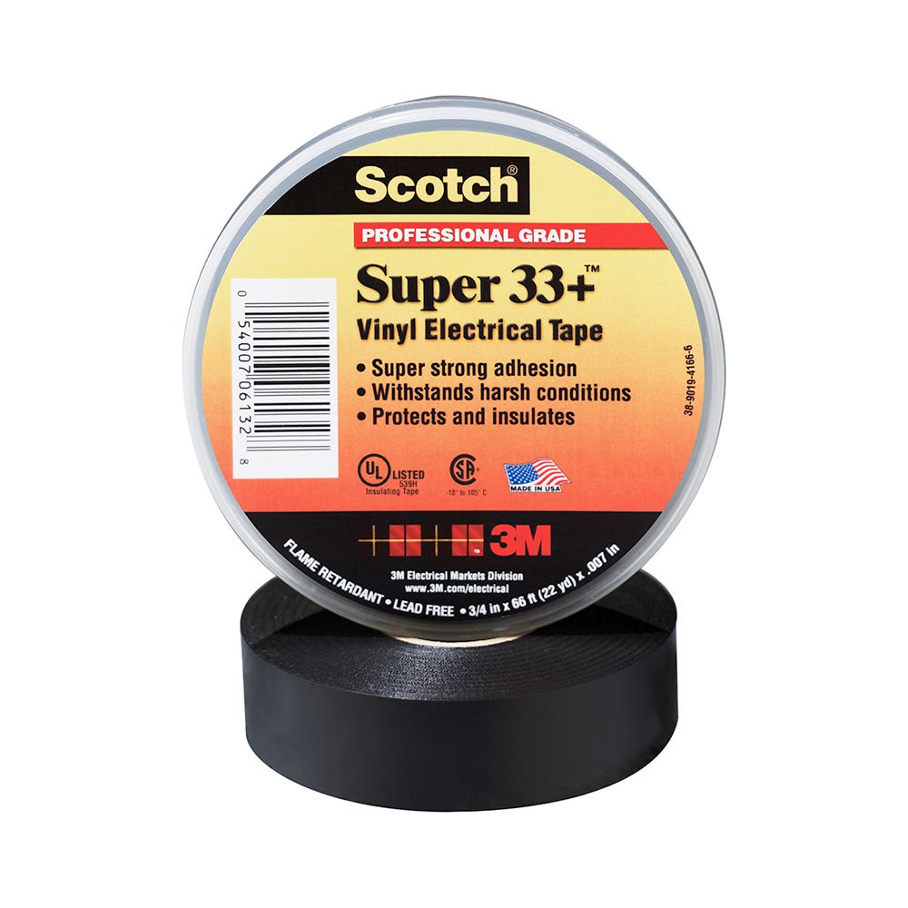 Tape Vinyl Electrical Super 33+ Black 19mm X 33m 266544 7000057831