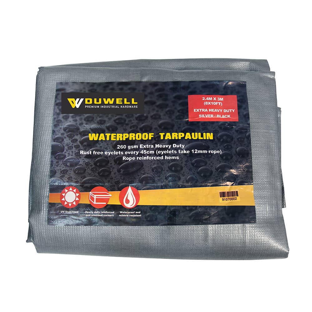 Extra Heavy Duty Tarpaulin Silver/Black 1.8 x 2.4m 91070001 66550122