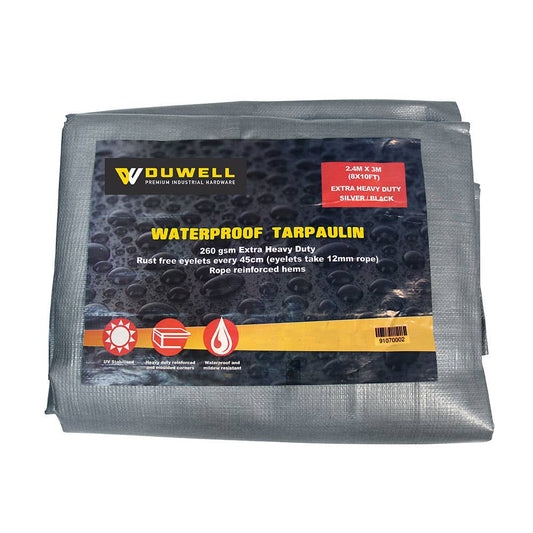 Extra Heavy Duty Tarpaulin Silver/Black 1.8 x 2.4m 91070001 66550122