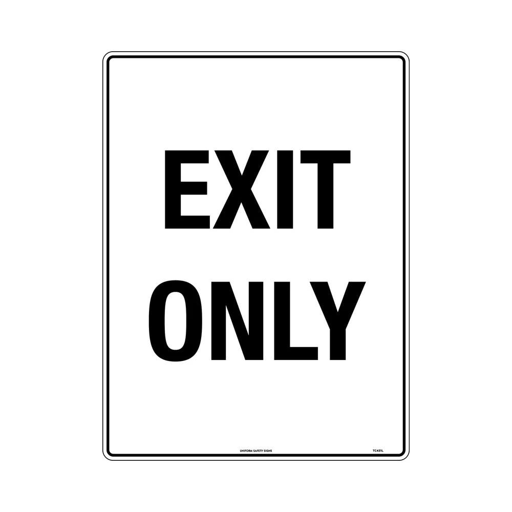 Sign EXIT ONLY 450 X 600mm Black/White Metal_307441_TC431LM