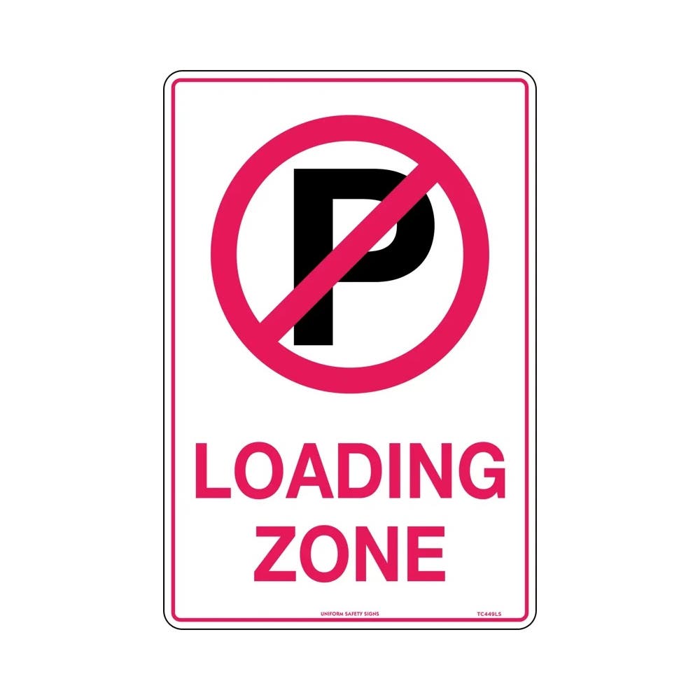 Sign 450 X 300mm Metal ( No Parking Pict ) Loading Zone_499014_TC449LSM