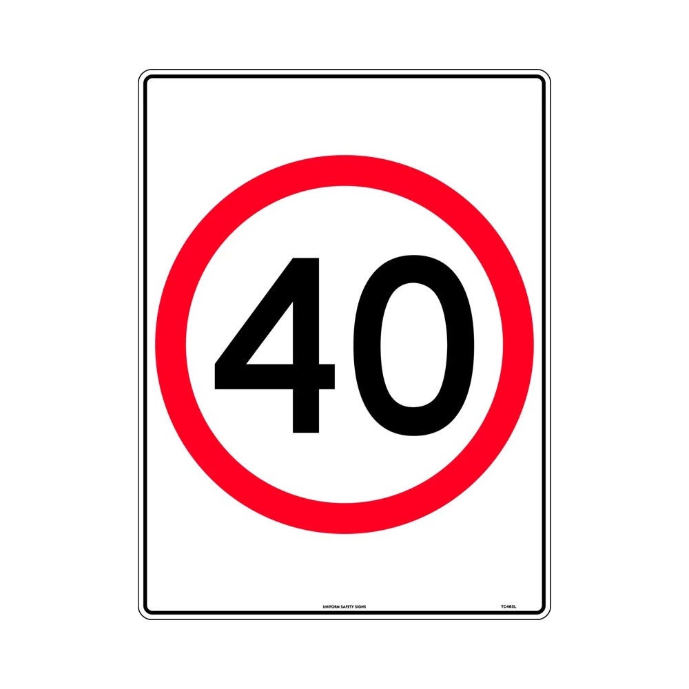Sign Speed 40 in Roundel 450 X 600mm Class 1 Reflective Aluminium_219738_TC463C1