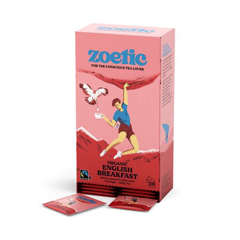 Zoetic Organic Fairtrade Enveloped Tea Bag English Breakfast Pkt 100 1070463 Z EB100ETBB