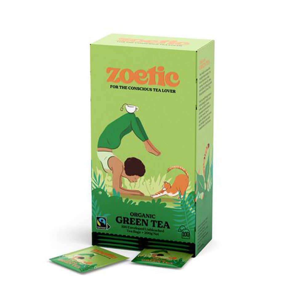 Zoetic Organic Fairtrade Enveloped Tea Bag Green Tea Pkt 100 1070464 Z GT100ETBB