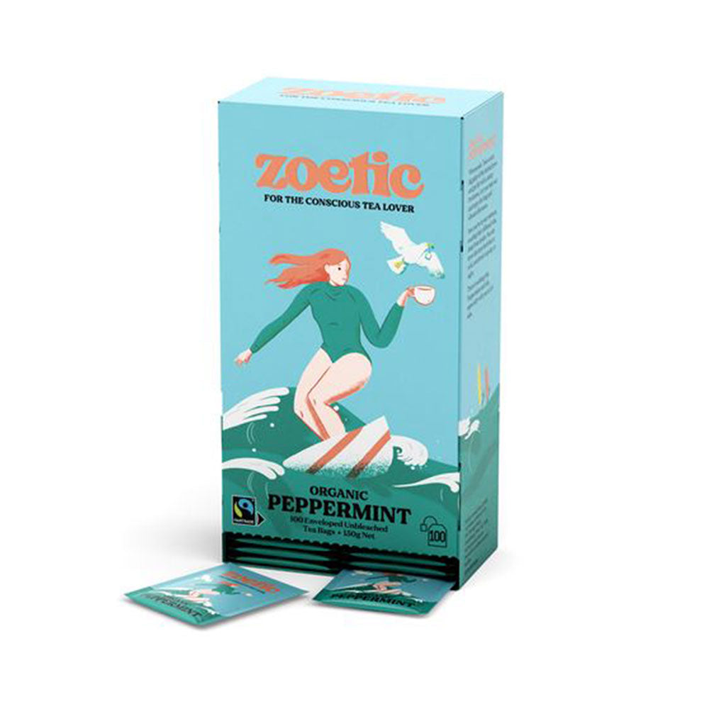 Zoetic Organic Fairtrade Enveloped Tea Bag Peppermint Pkt 100_1070465_Z_PH100ETBB