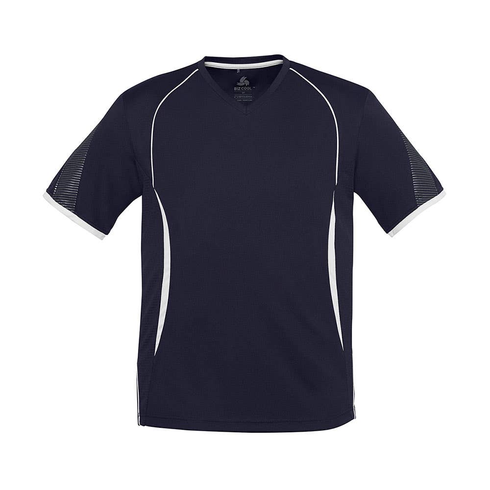 Shirt Tee S/S Polyester Biz Cool Razor Navy/White Medium Biz 201321 T406MS-NAV/WHT-M