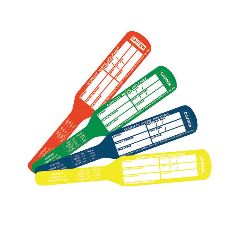 Appliance Test Tags Assorted Colours 100 Pk 5229005 TAGTARBOW